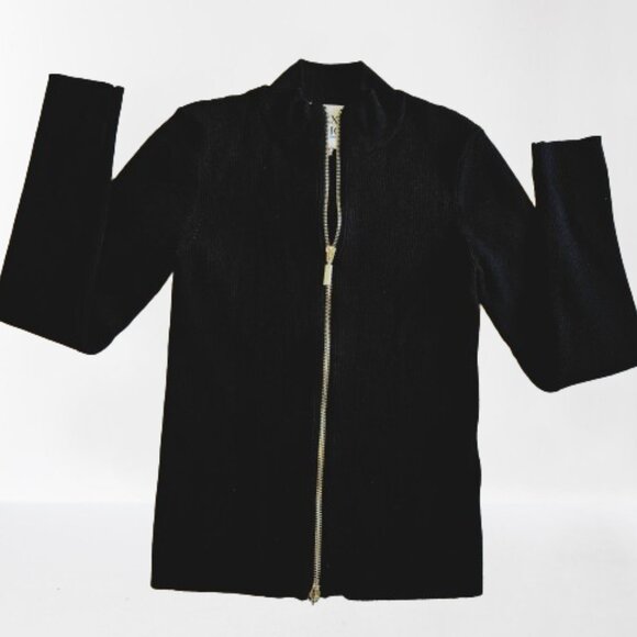 Alexia Admor Slim Fit Zip Up Black Cardigan Sweater Size Medium - Picture 1 of 15